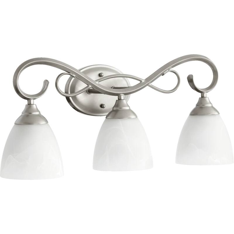 Powell Classic Nickel and Faux Alabaster 3-light Vanity Lighting