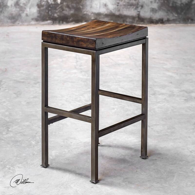 Uttermost Beck Dark Walnut Industrial Bar Stool Bed Bath & Beyond 22039366