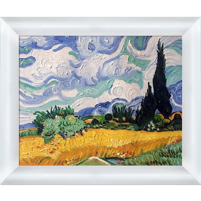 La Pastiche Vincent Van Gogh 'Wheat Field with Cypresses' Hand Painted Oil Reproduction