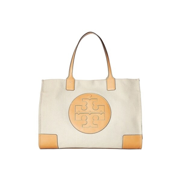 tory burch ella canvas leather tote