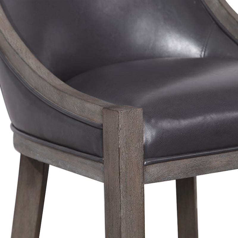 Uttermost Elowen Weathered Charcoal Brown Leather Counter Stool