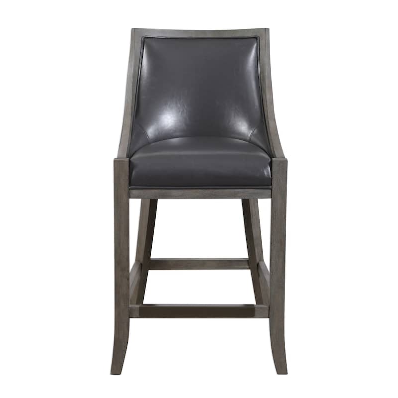Uttermost Elowen Weathered Charcoal Brown Leather Counter Stool