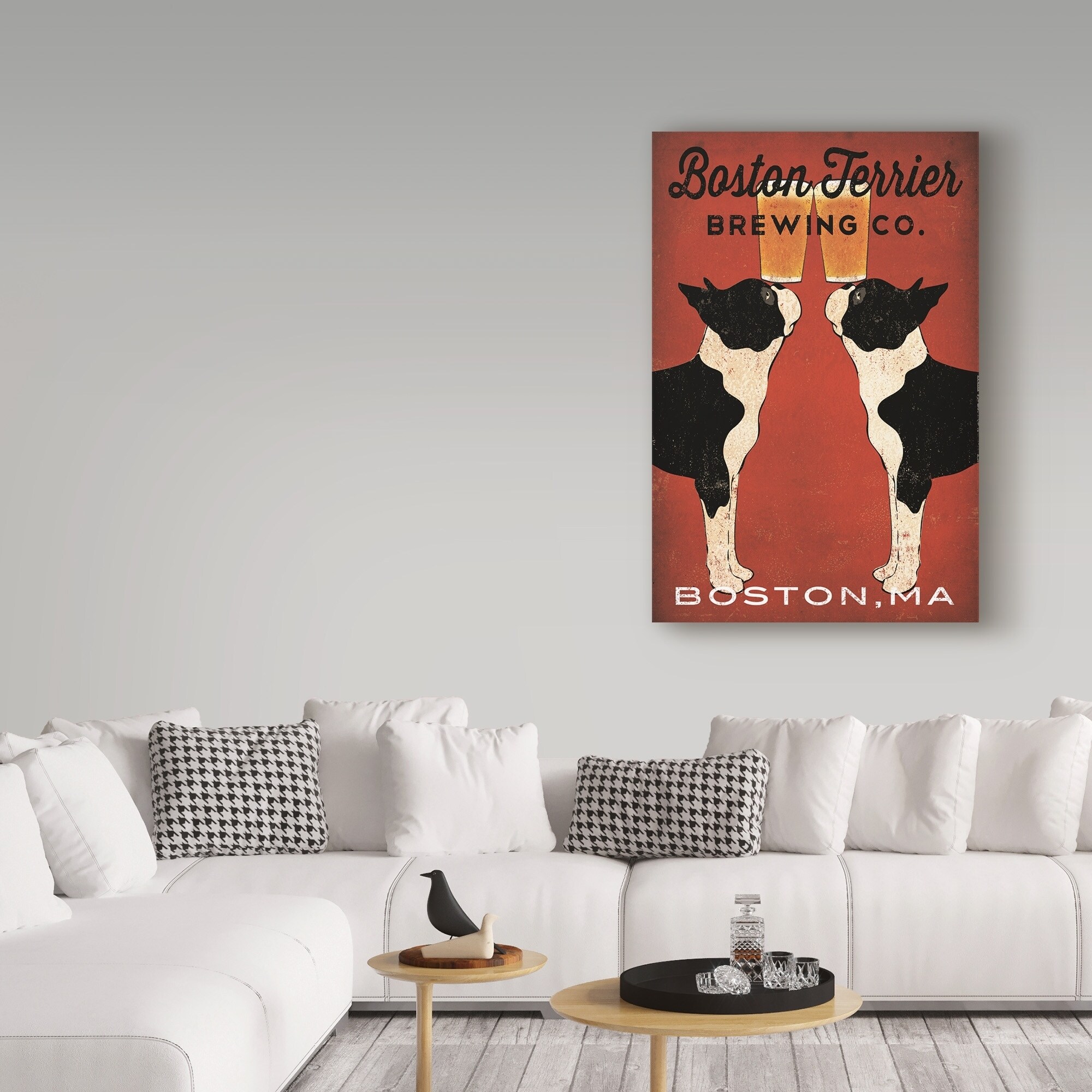 Customize Personalize -- BOSTON Terrier Brewing outlet Co. Beer ILLUSTRATION Giclee Print signed