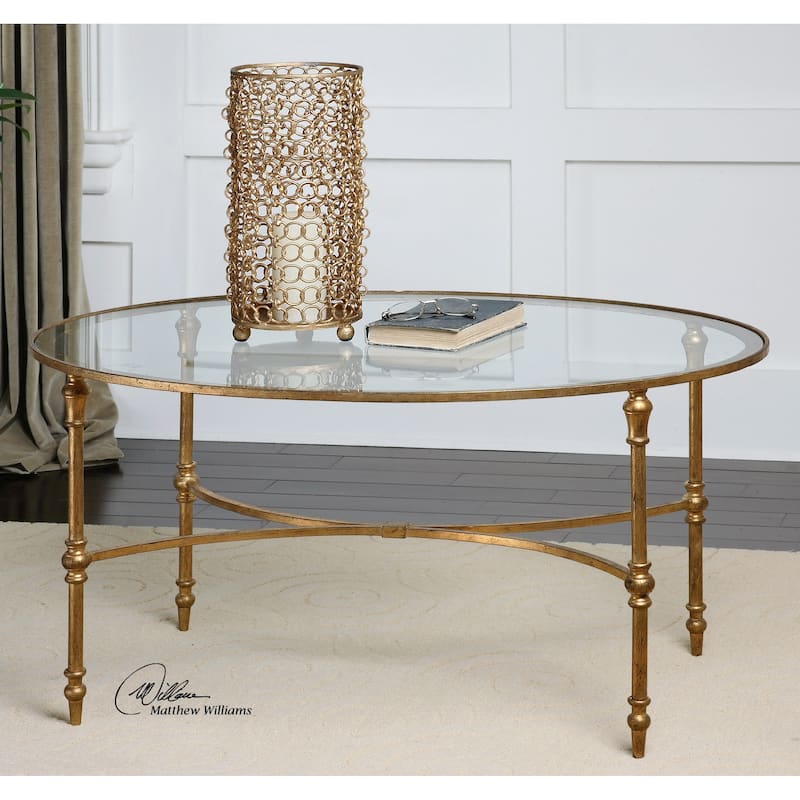 Uttermost Vitya Gold Leaf Glass Coffee Table
