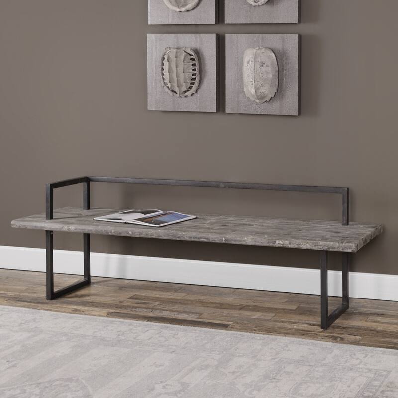 Uttermost Herbert Antique White Reclaimed Wood Bench