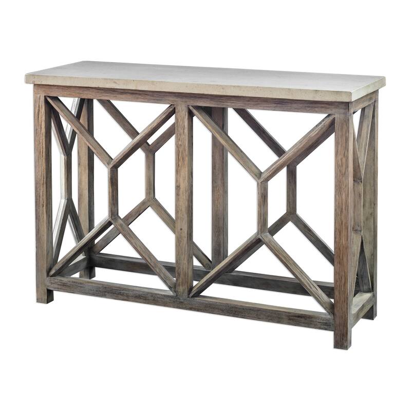 Uttermost Catali Warm Oatmeal and Natural Ivory Stone Console Table