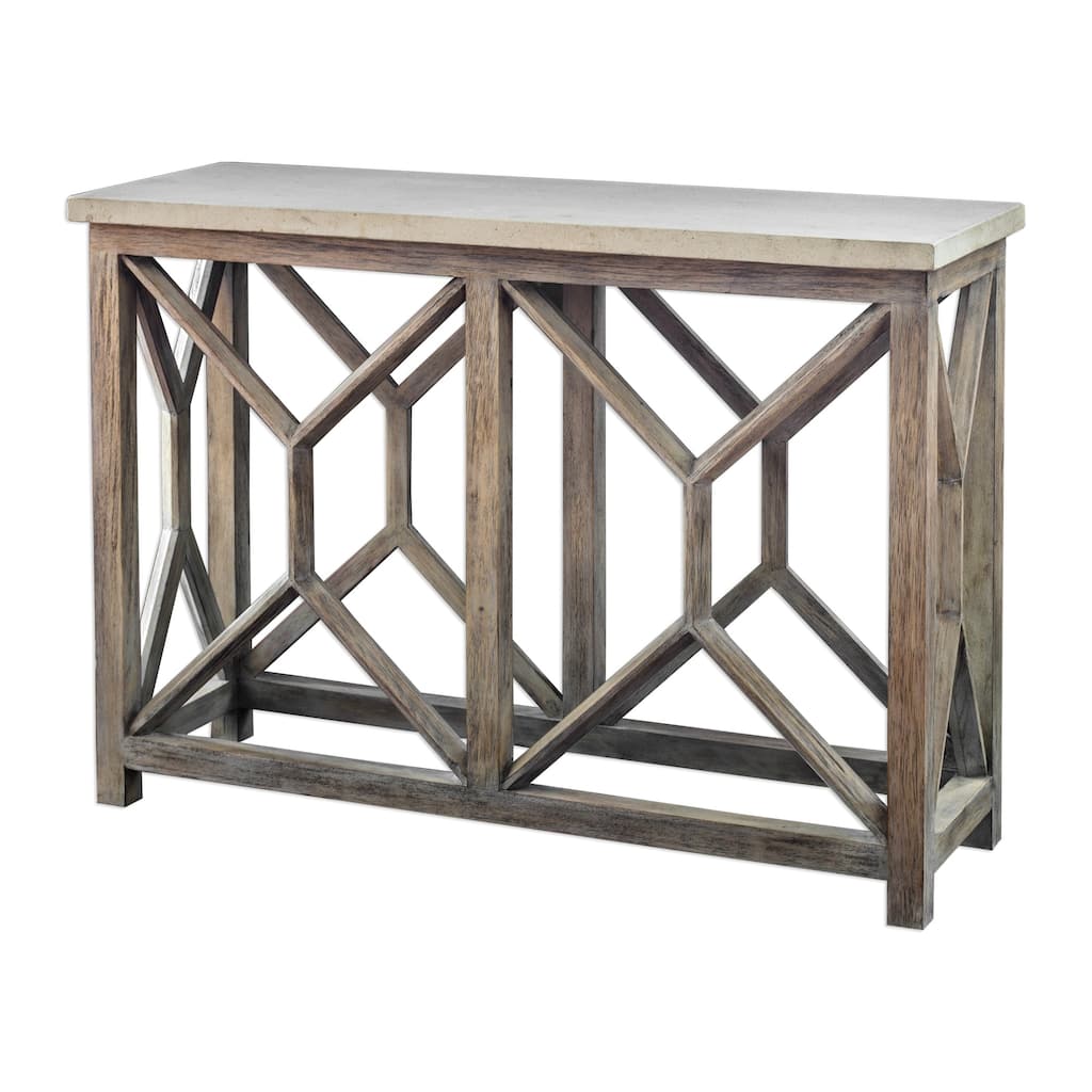 Uttermost Catali Warm Oatmeal and Natural Ivory Stone Console Table
