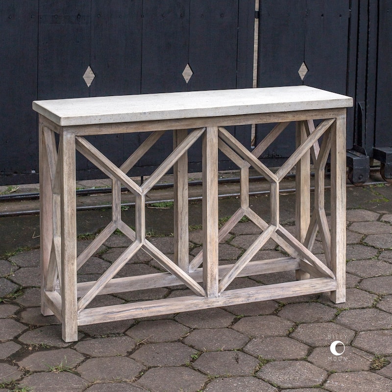Uttermost Catali Warm Oatmeal and Natural Ivory Stone Console Table