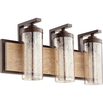 Julian Oiled Bronze and Mercury 3-light Vanity Lighting