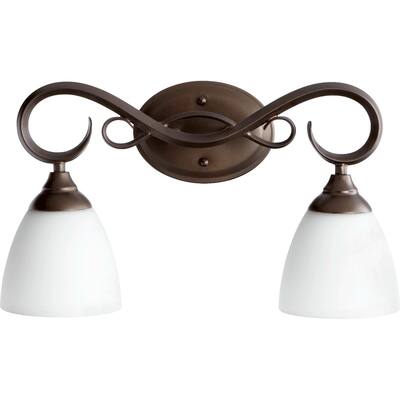 Powell Oiled Bronze and Satin Opal 2-light Vanity Lighting