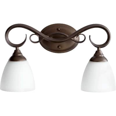 Powell Oiled Bronze and Satin Opal 2-light Vanity Lighting