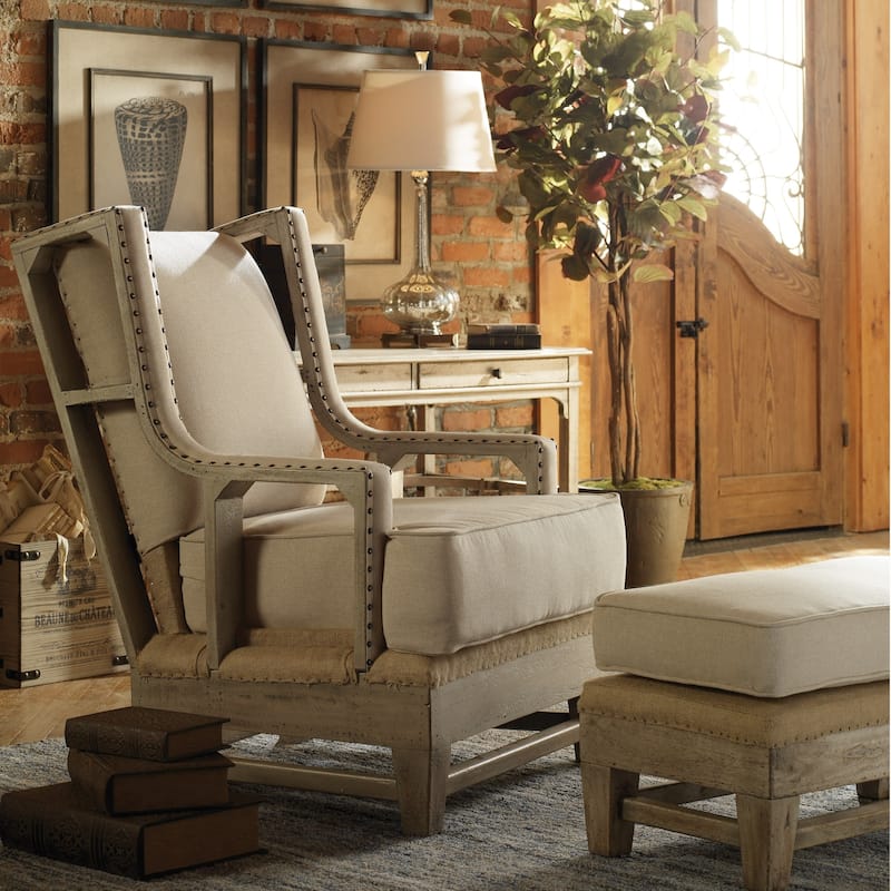 Uttermost Schafer Aged White Arm Chair