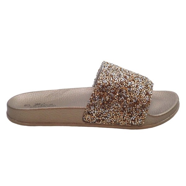 sparkly gold slides