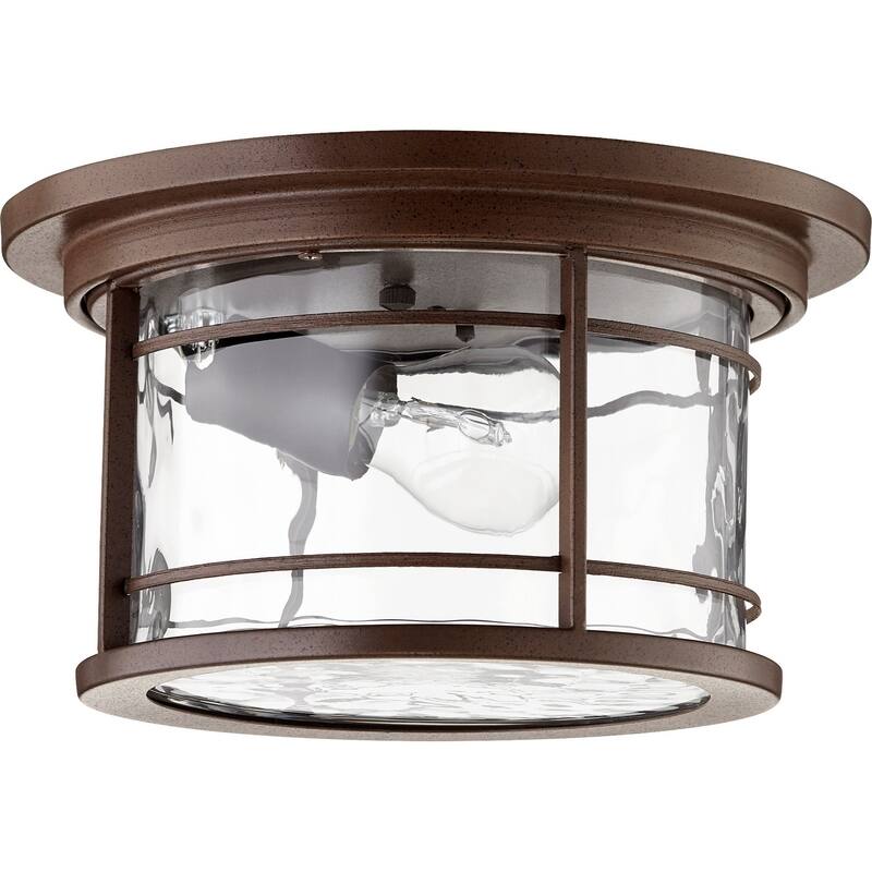 Larson Oiled Bronze and Clear Hammered Glass 1-light Outdoor Ceiling Mount - Bronze