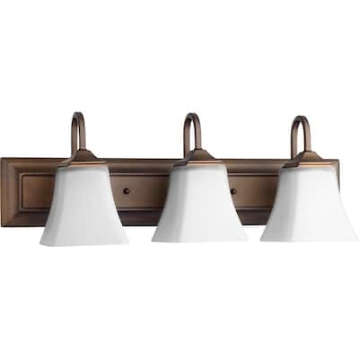 Oiled Bronze and Satin Opal 3-light Vanity Lighting