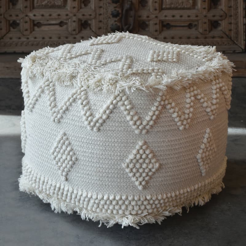 Uttermost Uriah Soft Ivory Pouf Ottoman