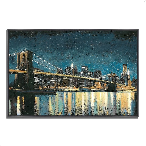 James Wiens 'Bright City Lights Blue I' Gallery Wrapped Fine Art Giclee Canvas Print