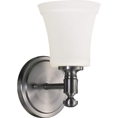 Rossington Satin Nickel and Satin Opal 1-light Wall Light