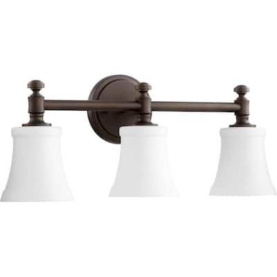 Rossington Oiled Bronze and Satin Opal 3-light Vanity Lighting