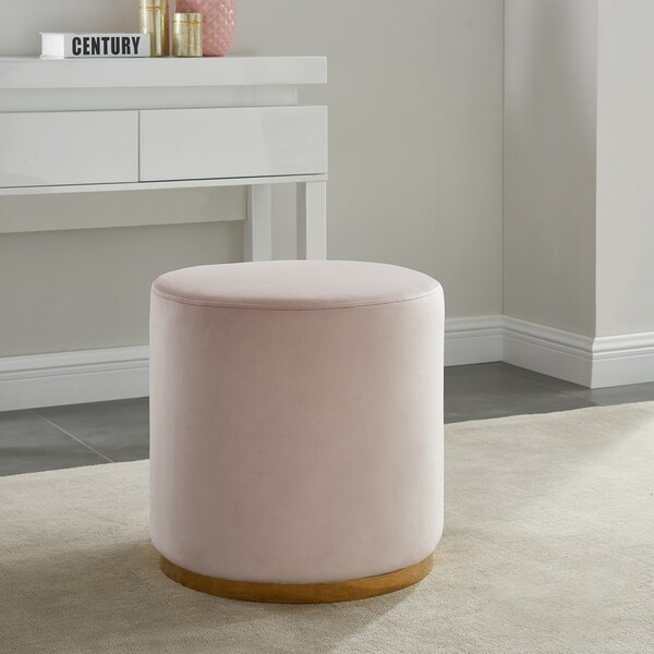 Shop SonataVelvet Ottoman with Gold Base, Blush On Sale Free