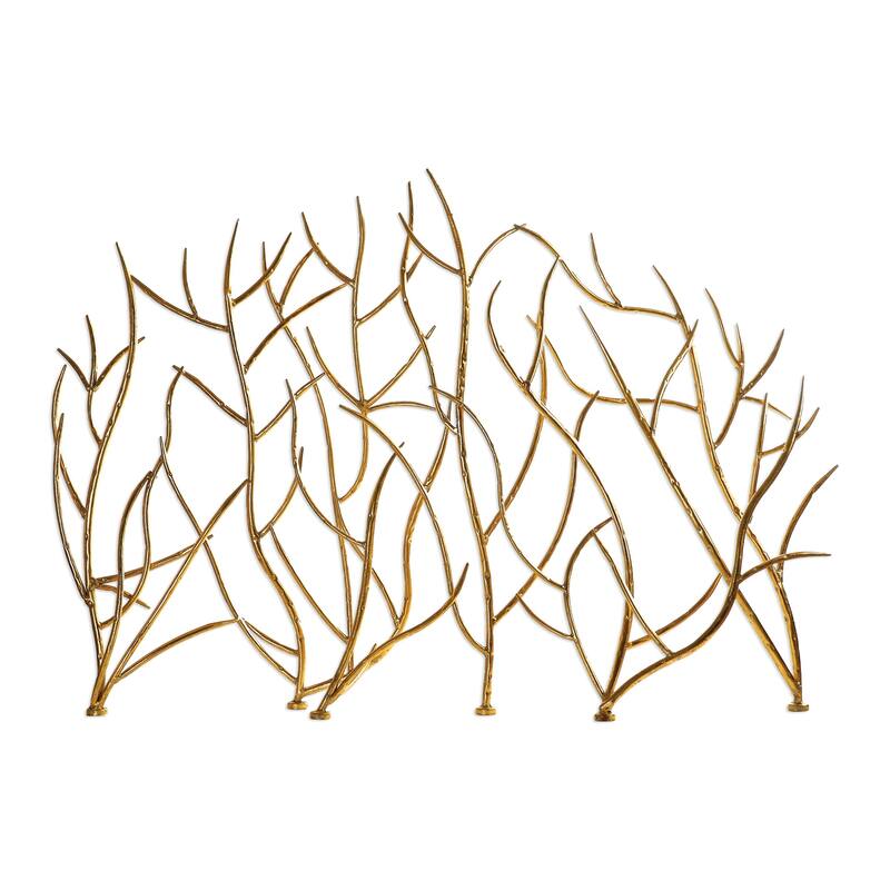 Uttermost Gold Branches Hammered Iron Fireplace Screen