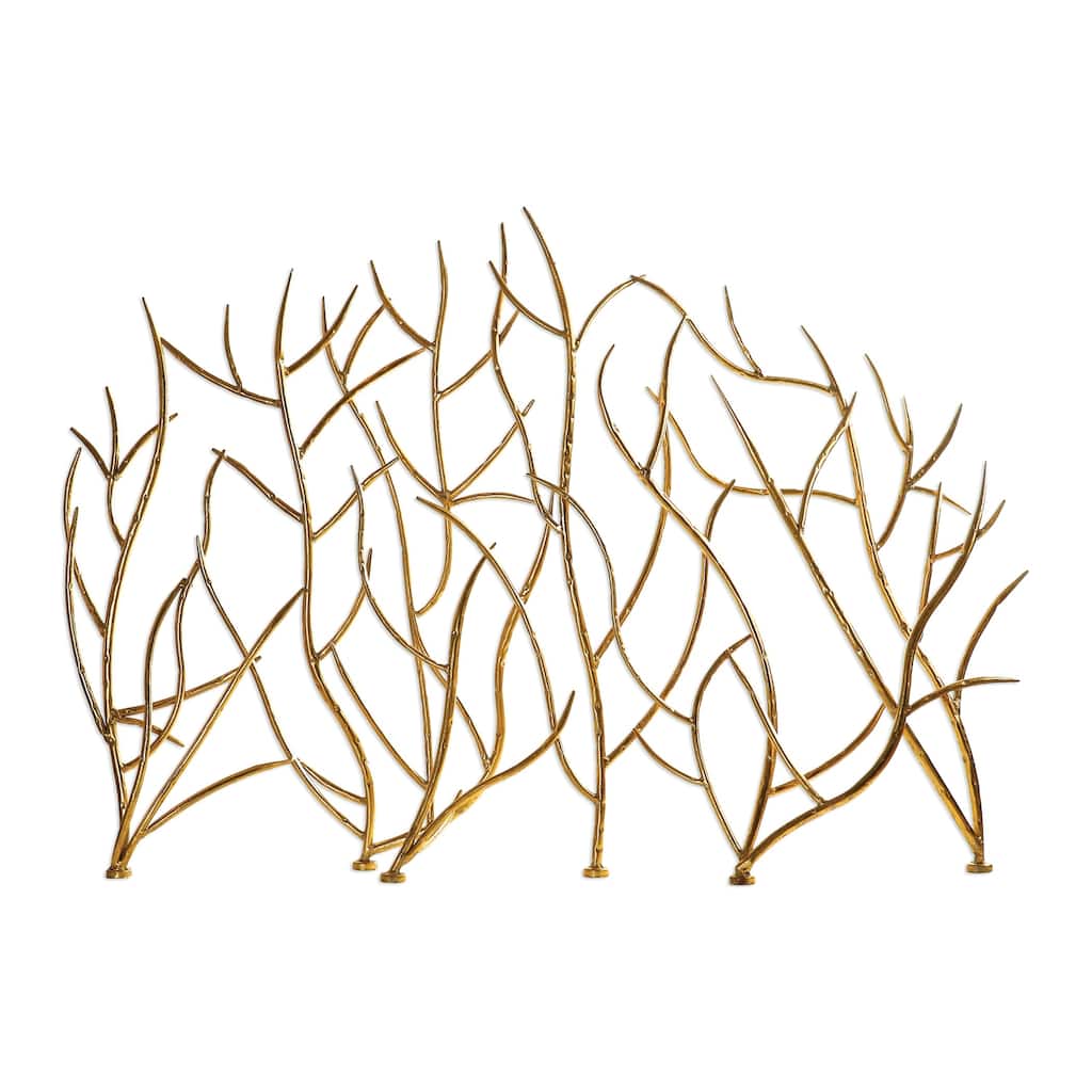 Uttermost Gold Branches Hammered Iron Fireplace Screen