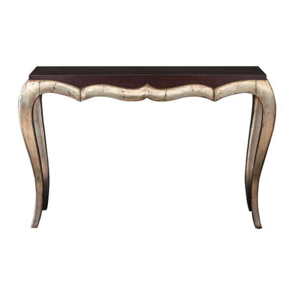 Shop Uttermost Verena Antique Champagne Silver Leaf Console Table On Sale Overstock 22042096