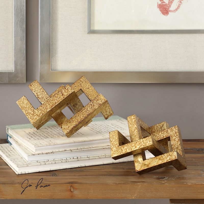 Uttermost Ayan Antiqued Gold Table Top Accessories (Set of 2)
