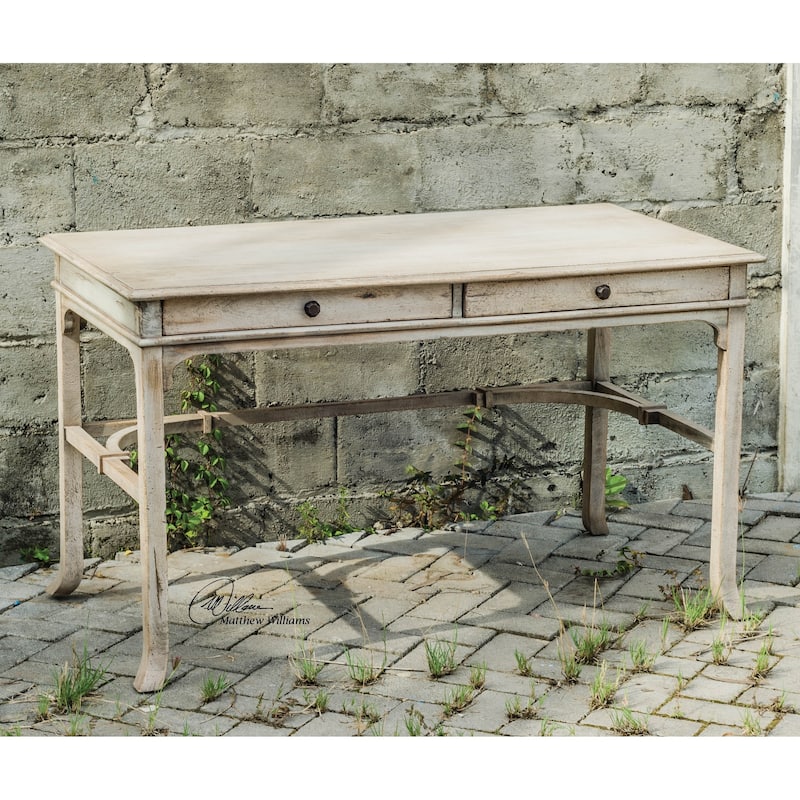 Uttermost Bridgely Aged White Writing Desk