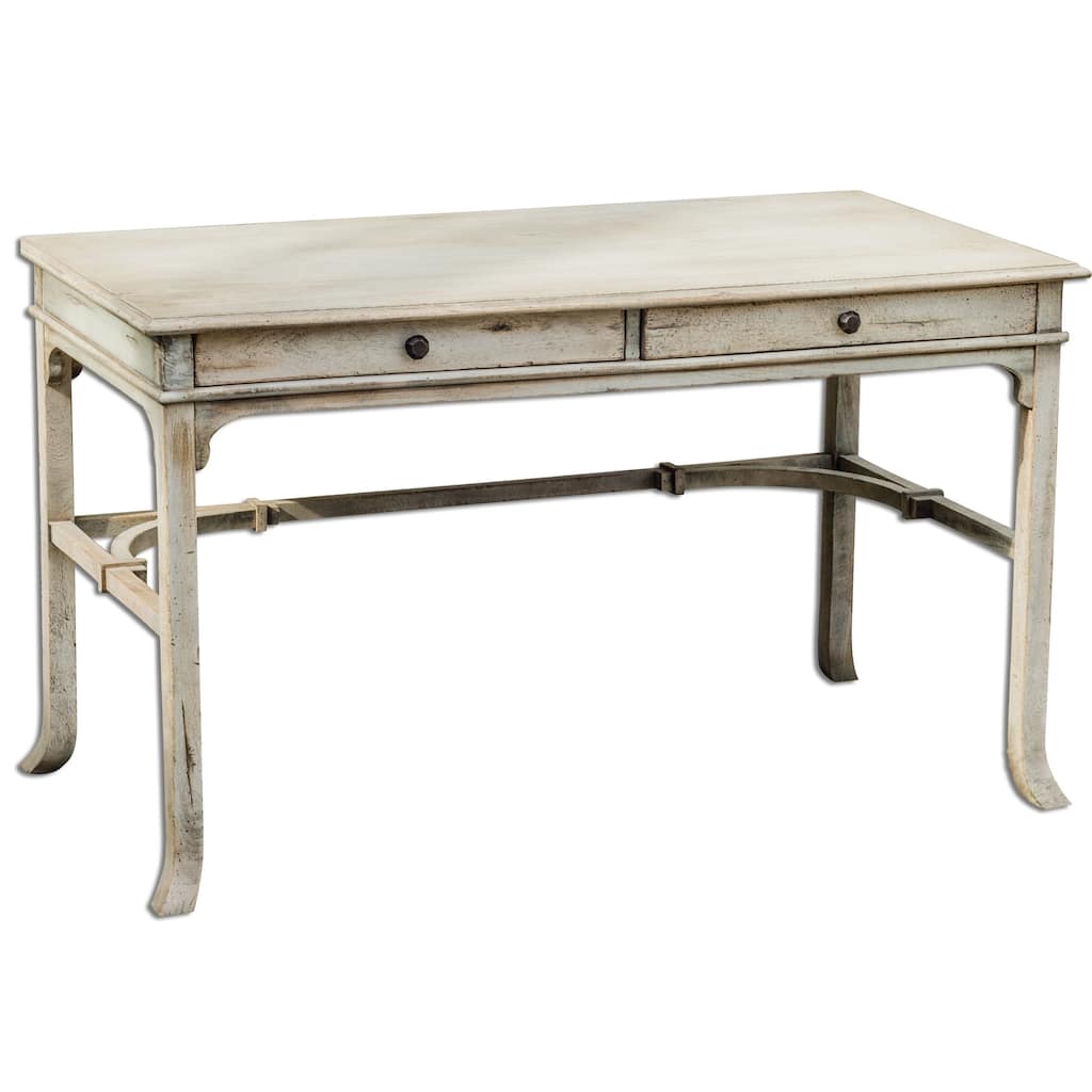 Uttermost Bridgely Aged White Writing Desk