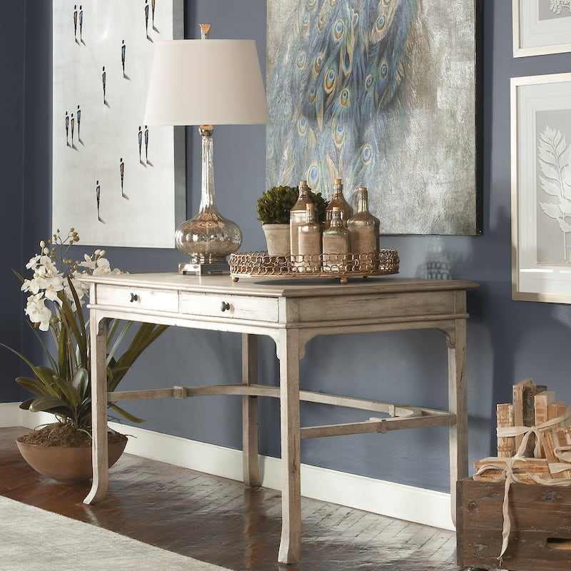 Uttermost Bridgely Aged White Writing Desk