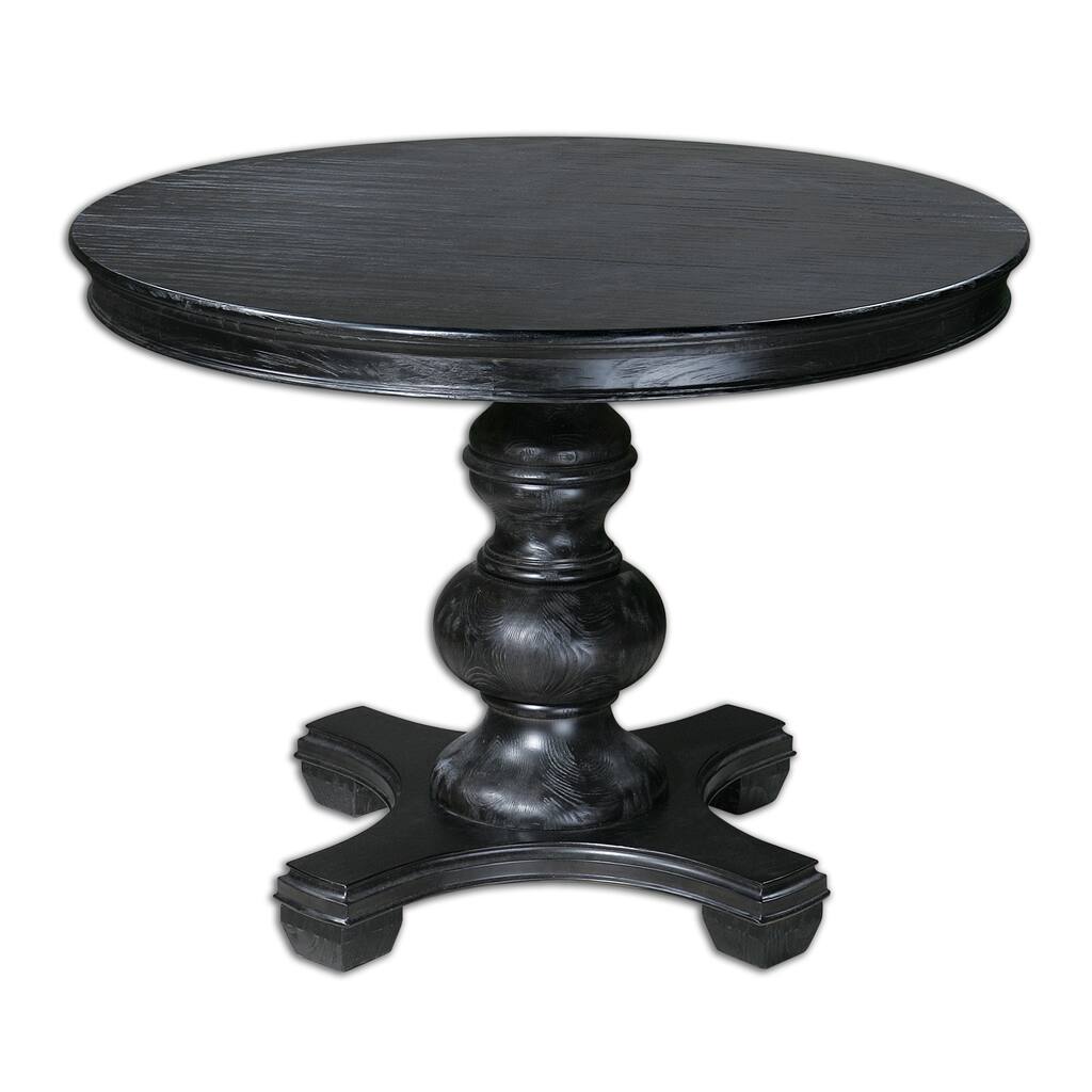Uttermost Brynmore Satin Black Wood Grain Round Table