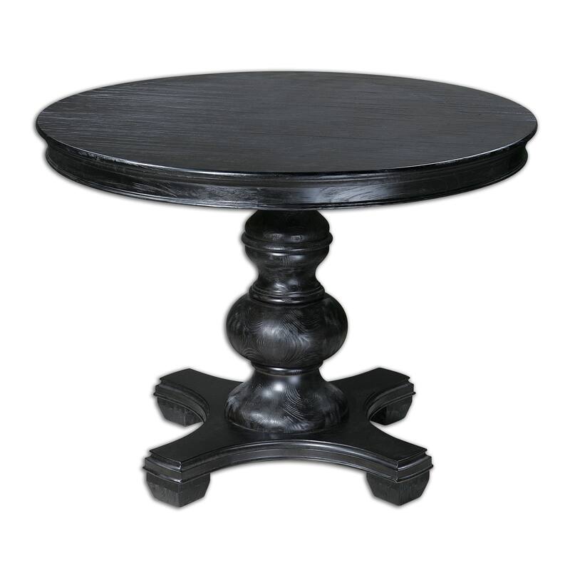 Uttermost Brynmore Satin Black Wood Grain Round Table