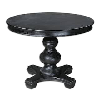 Uttermost Brynmore Satin Black Wood Grain Round Table