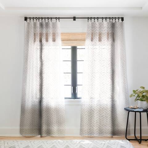Little Arrow Design Co Arcadia Herringbone In Blush Single Panel Sheer Curtain - 50 X 84