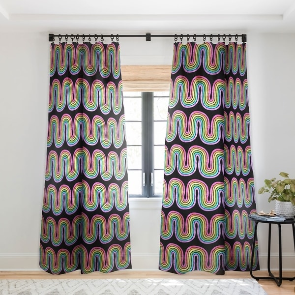 Schatzi Brown Rainbow Wave Black Single Panel Sheer Curtain - 50 x 84. Opens flyout.