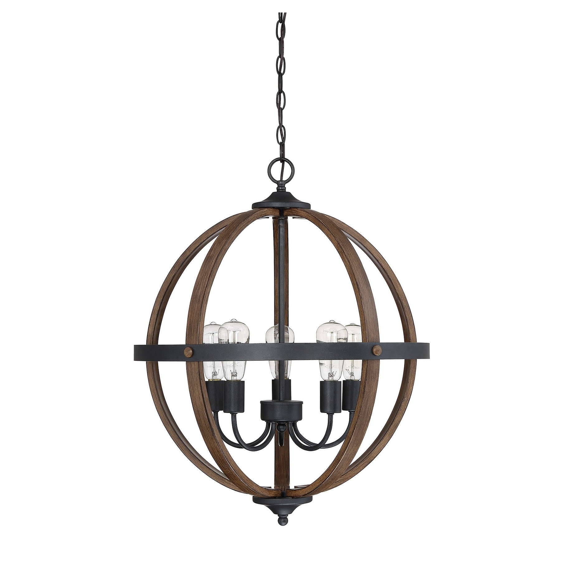 The Gray Barn Lunasa 5-light Chandelier with Wood and Black Accents - Chandeliers For Bedrooms by Overstock.com