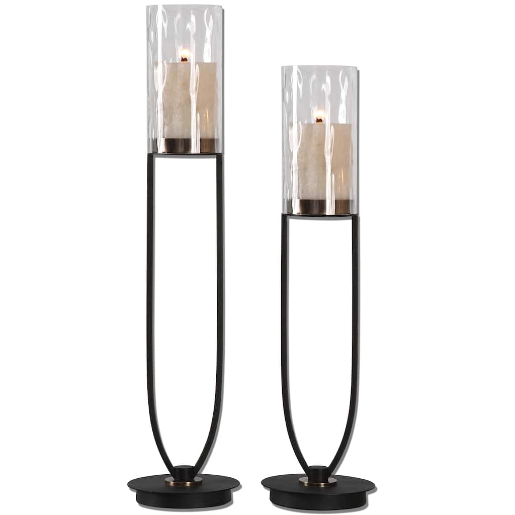Uttermost Durga Matte Black Candleholders (Set of 2)