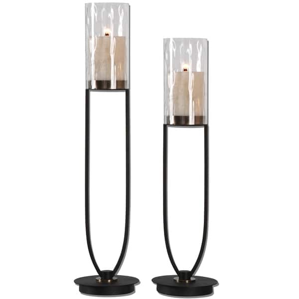 slide 2 of 2, Uttermost Durga Matte Black Candleholders (Set of 2)