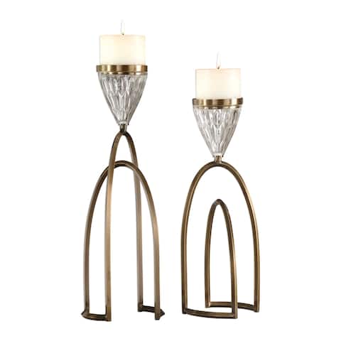 Uttermost Carma Plated Coffee Bronze Candleholders (Set of 2)