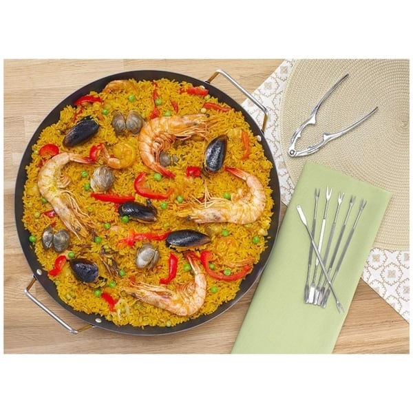 16 Inch Stainless Steel Frying Pan Paella Pan with 2 Sides Handles