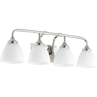 Enclave Polished Nickel and Satin Opal 4-light Vanity Lighting