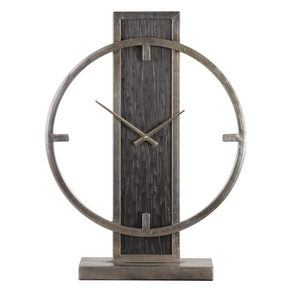 slide 2 of 2, Uttermost Nico Antiqued Silver Champagne Desk Clock