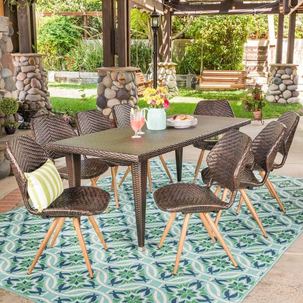 Shop Diwaran Outdoor 7 Piece Wicker Dining Set By Christopher Knight Home On Sale Overstock 22043446