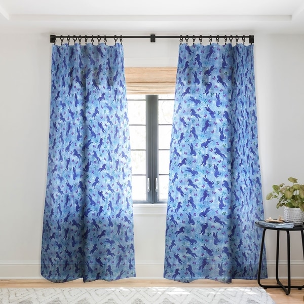 Schatzi Brown Unicorn Toss Light Blue Single Panel Sheer Curtain - 50 x 84. Opens flyout.