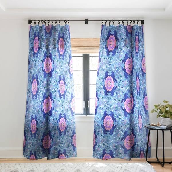 Shop Schatzi Brown Unicorn Damask Light Blue Single Panel Sheer