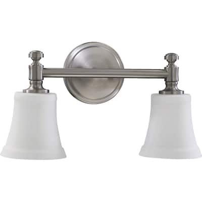 Rossington Satin Nickel and Satin Opal 2-light Vanity Lighting