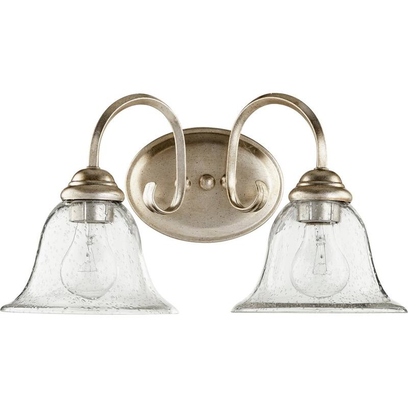 Spencer Aged Silver Leaf and Clear Seeded 2-light Vanity Lighting
