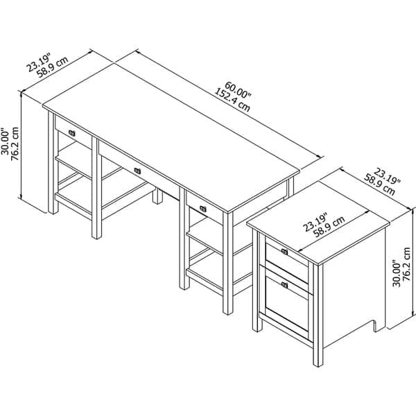 Desk Width Inch 60-inch White Desk with Storage Shelves and File Cabinet - Bed Bath ...
