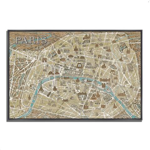 "Monuments of Paris Map" by Wild Apple Portfolio, Fine Art Giclee Print on Gallery Wrap Canvas, Ready to Hang